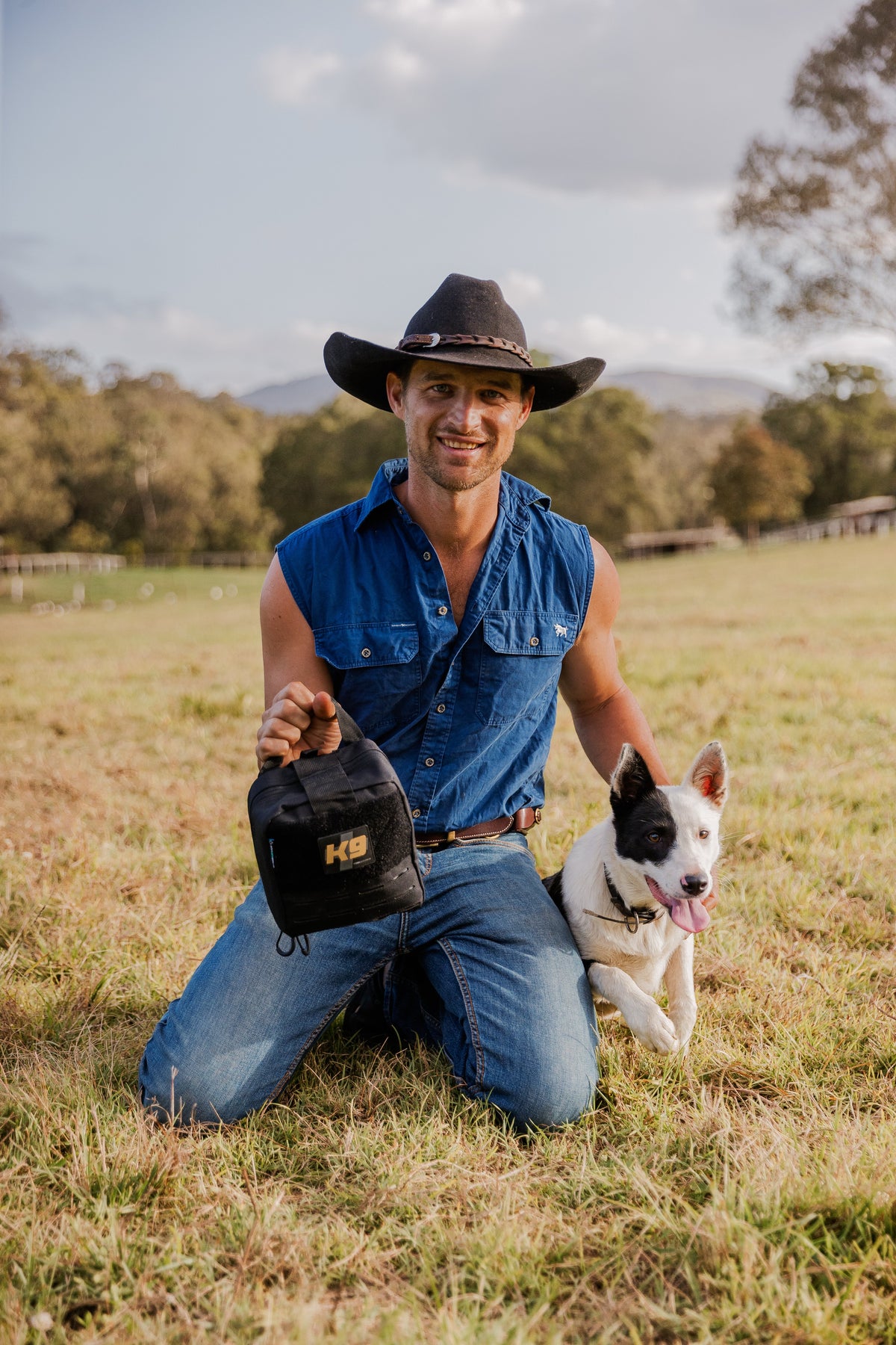 Hunting dog first aid kit with wound stapler and bandages