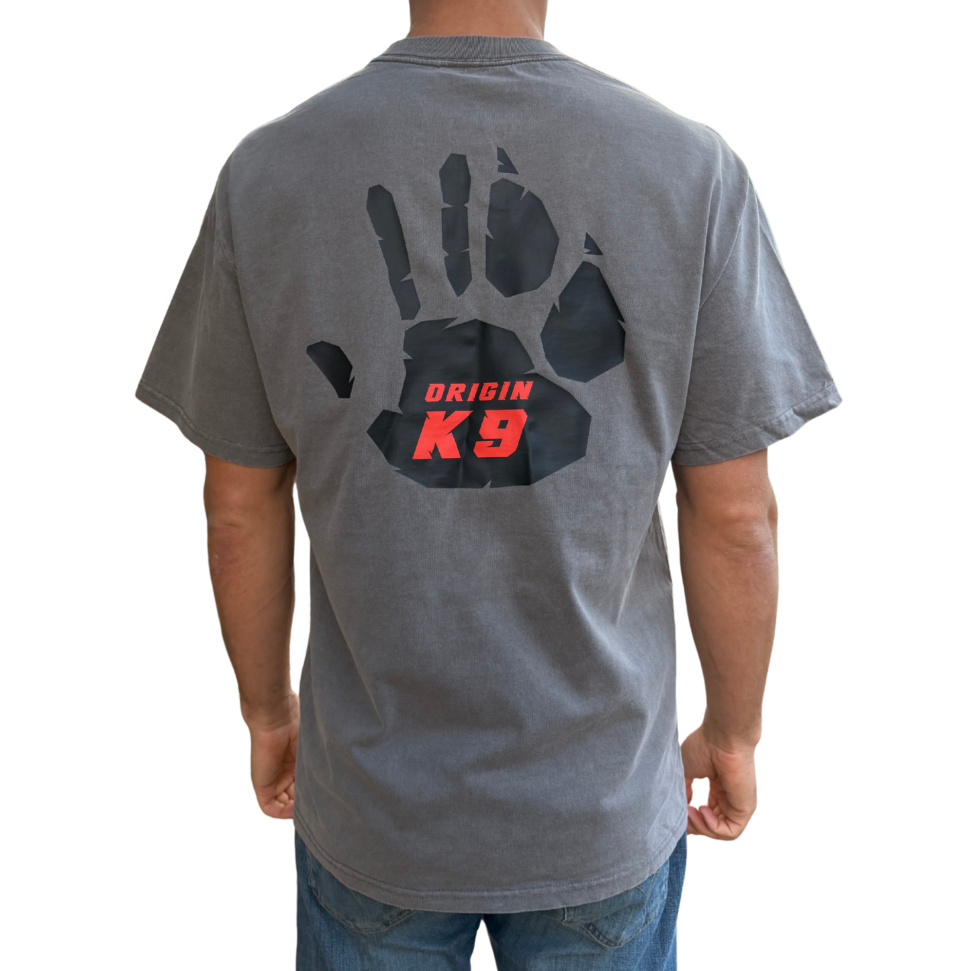 Origin K9 Paw Print Heavy Tee - Faded Gray