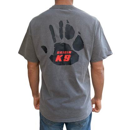 Origin K9 Paw Print Heavy Tee - Faded Gray