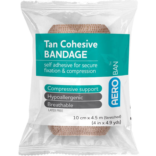 AEROBAN Tan Cohesive Bandage - 10cm x 4.5m